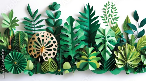 Concept of thinking green. Illustration in the style of paper cut