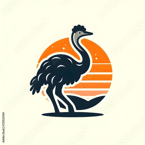 flat logo of Vector illustration of an ostrich