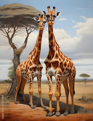 2 kenyan giraffes Generative AI 