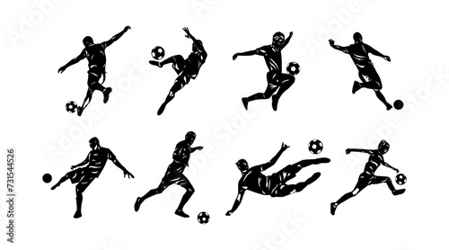 vector collection of illustrations of football player silhouettes
