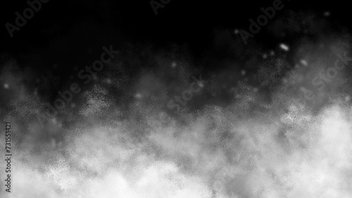 Explosion of white smoke overlay effect. Smoke on black background.
