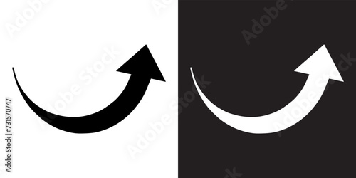 Curved arrow icon vector. Arrow pointer icon sign symbol in trendy flat style. Arrow up vector icon illustration isolated on white and black background