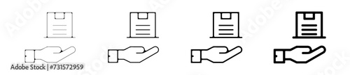 Icones symbole logo colis carton livrer main