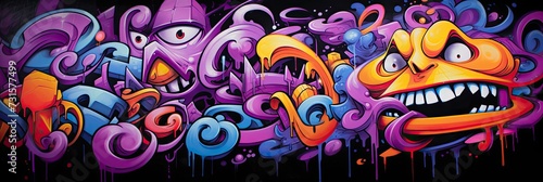 The wall comes to life with a dynamic graffiti cartoon design, created with bold spray paint and playful artistic flair.