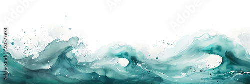 teal ocean water wave copy space for text. Isolated blue, teal, turquoise happy cartoon wave for pool party or ocean beach travel. Web banner, backdrop, background graphic baner poster template design