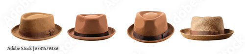 Pork pie fedora hat vector set isolated on white background