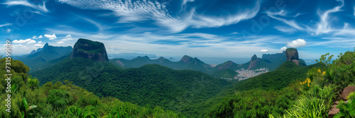 View on mountains from Corcovado, Rio de Janeiro, Brazi. Travelling concept