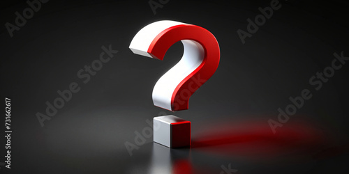 Red 3D question mark on a red background symbolizing inquiry and confusion in a business context