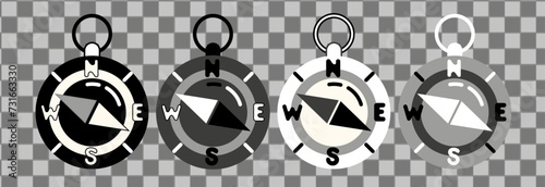 Compass simple icon set isolated transparent background. Outline symbol for website design, mobile application. Compass pictogram. Vector illustration. 