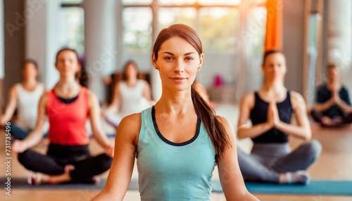 group of woman doning yoga; fitness; gym; yoga class