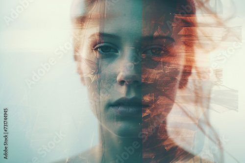 Mental health disorder conceptual Generative AI technology portrait picture people have psychic problems