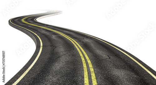 Twisty road isolated on transparent or white background, png