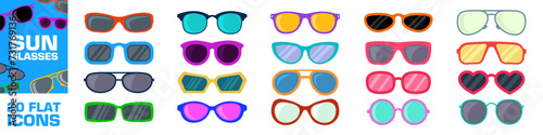 Sunglasses icon set. Flat style.