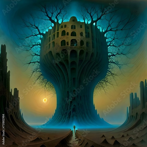futuristic gothic dream castle