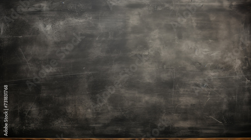 Texture of an old blackboard with a wooden frame, displaying remnants of chalk writings. Generative AI.