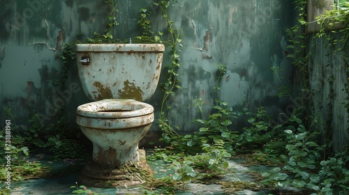 old dirty toilet in nature