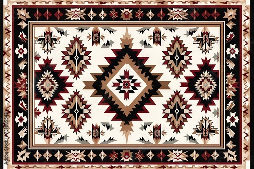 Navajo tribal vector seamless pattern navajo weaving coloration was mostly natural brown, white, and indigo, Vector seamless pattern Woven carpet illustration
