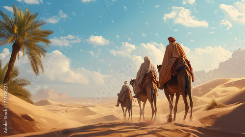 Desert Journey: Man Riding a Camel