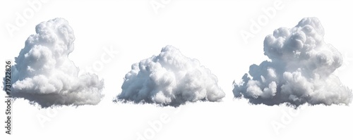 3d render, set of abstract fluffy clouds isolated on transparent background, cumulus clip art collection, Generative AI