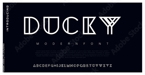 Duck Minimal Abstract sci fi modern alphabet fonts. Science fiction typography sport, technology, fashion, digital, future creative logo font. vector illustration 