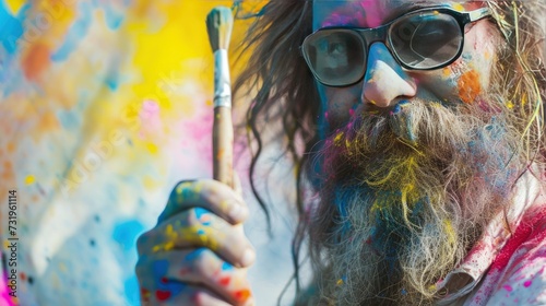 Man Holding a Paintbrush and Paint