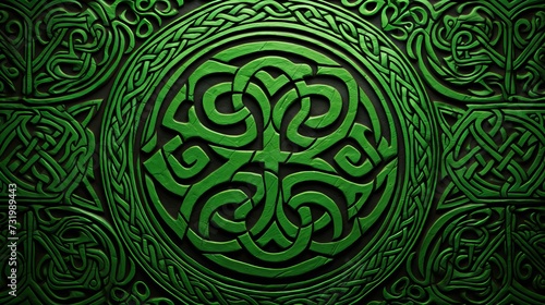 Intricate green celtic patterns background design for artistic projects and designs