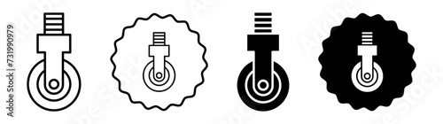 Swivel caster set in black and white color. Swivel caster simple flat icon vector