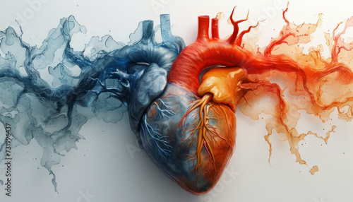 Human circulatory system. Medically accurate animation of heart with vanities and arteries,generative ai