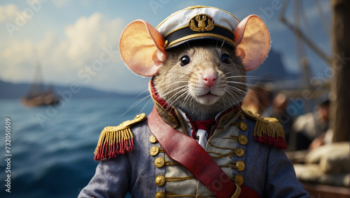  Rat is the captain on the ship. Captain's uniform with epaulettes