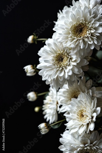 White Kalia Flowers on Black Background with Copy Space - Vertical Nature and Beauty Concept