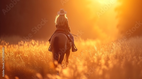 Woman Riding on the Back of a Brown Horse