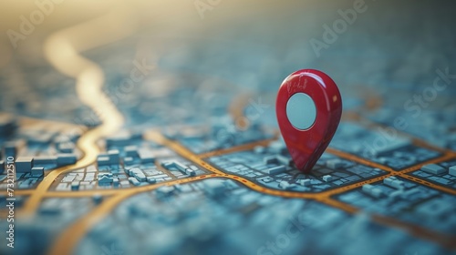 Location marker on 3D city map, navigational concept, pastel tones