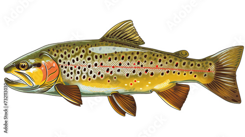 trout fish isolated on white side view on transparent png background 