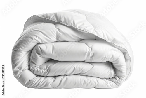 Soft folded white duvet/blanket, isolated on white background. 