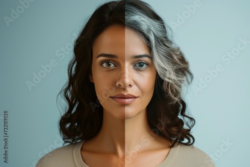Aging open mindedness. Comparison young to old generation sagging skin. Less Wrinkles, quick witted, acanthosis nigricans, lines through skin care, anti aging cream, tear troughs and Plastic surgery