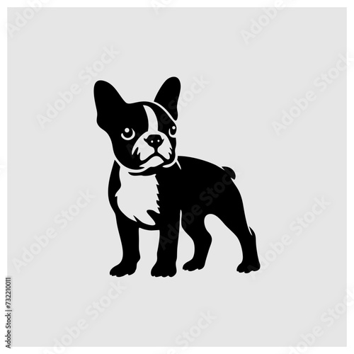 boston terrier standing silhouette stencil vector