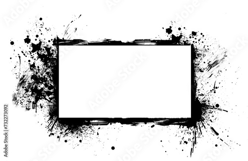 Rectangle frame with spray effect. Grunge graffiti style black frame. Drop paint border.