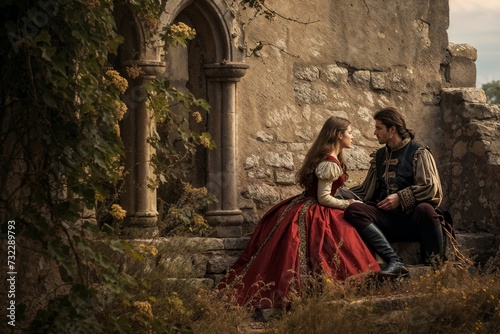 Medieval Conversation in Secluded Castle Ruins