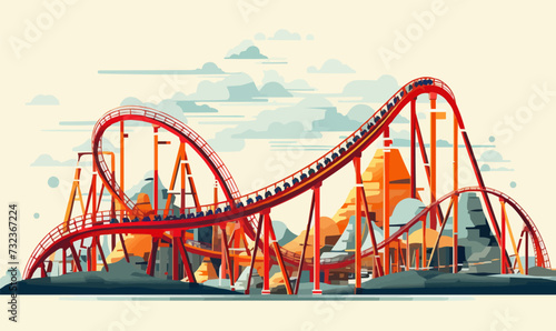 roller coaster vector flat minimalistic isolated vector style illustration -