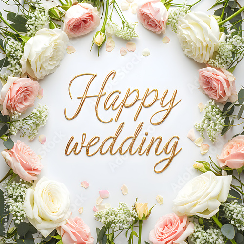 Happy wedding greeting card design