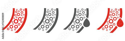 blood vessel glyph icon. Artery set symbol design vector ilustration.