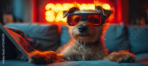 One-Eyed Wonder: A Cute Canine in Red Goggles Generative AI