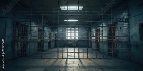 A picture of a jail cell with a window and bars. Can be used to depict imprisonment or confinement