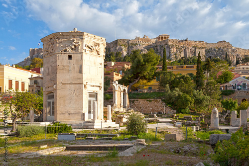 The ruins of the Roman forum and the Tower of the Winds in Athens