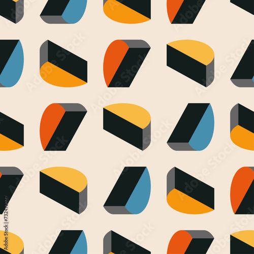 Trendy minimalist seamless pattern with abstract creative geometric composition