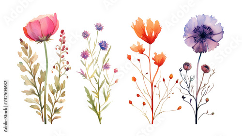 hand drawn dainty flowers isolated