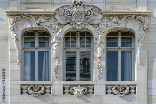 Modern minimalistic art nouveau facade. Background image. Created with Generative AI technology