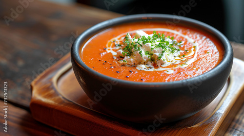 Salmorejo Cordobés - Cordoban Tomato Soup Image, hyper-realistic