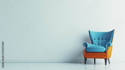 Blue armchair in a room