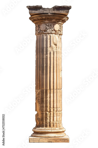 Antique column isolated on transparent background. Greek columns. Doric and Corinthian ordo are isolated